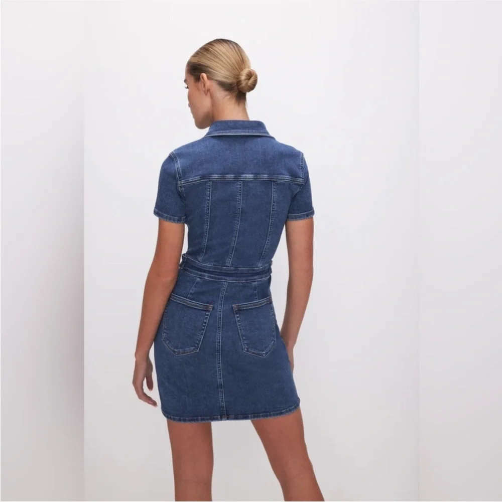 NWT Good American Fit For Success Mini Dress Indigo - Picture 4 of 4